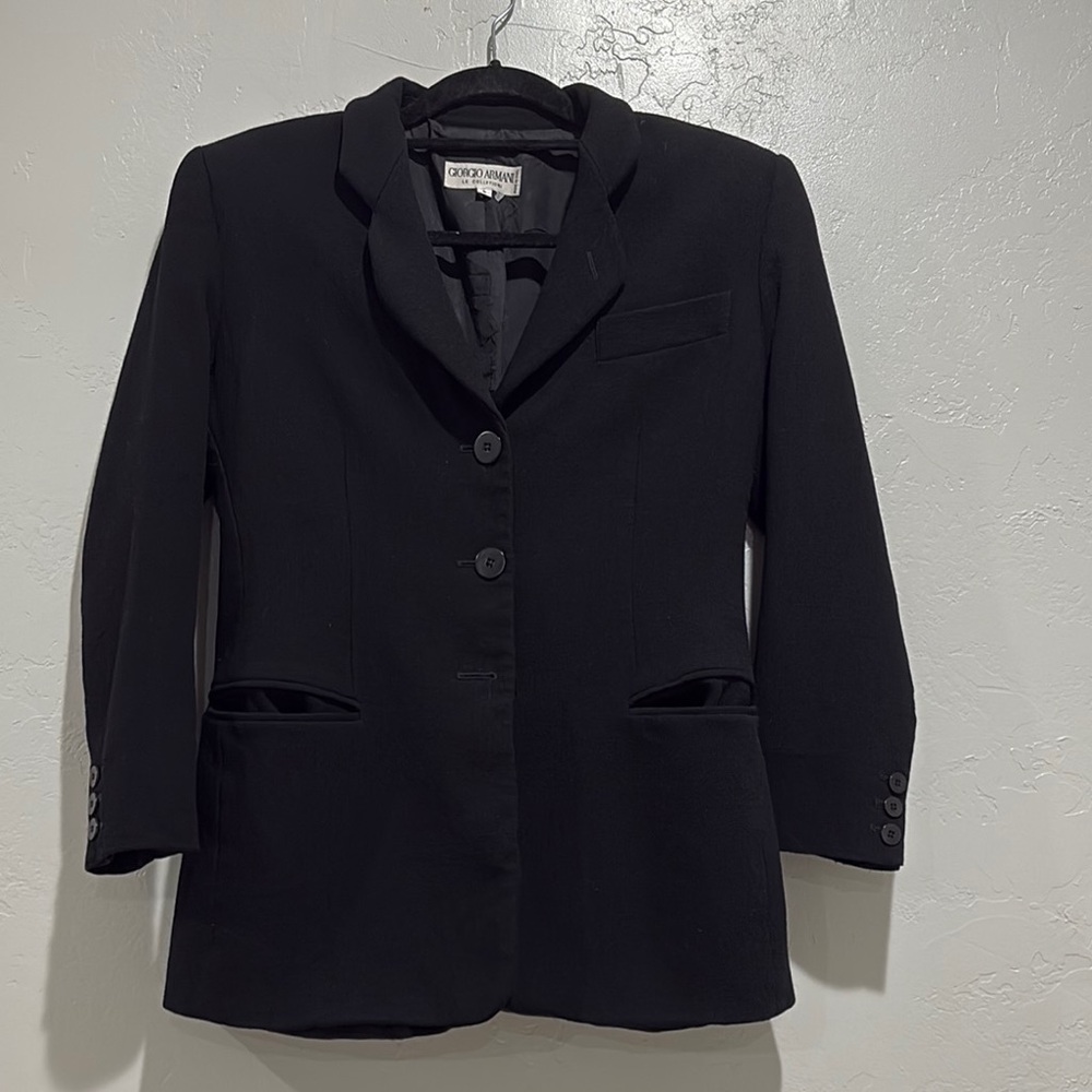 Giorgio Armani Black Blazer Structured Suit Jacket